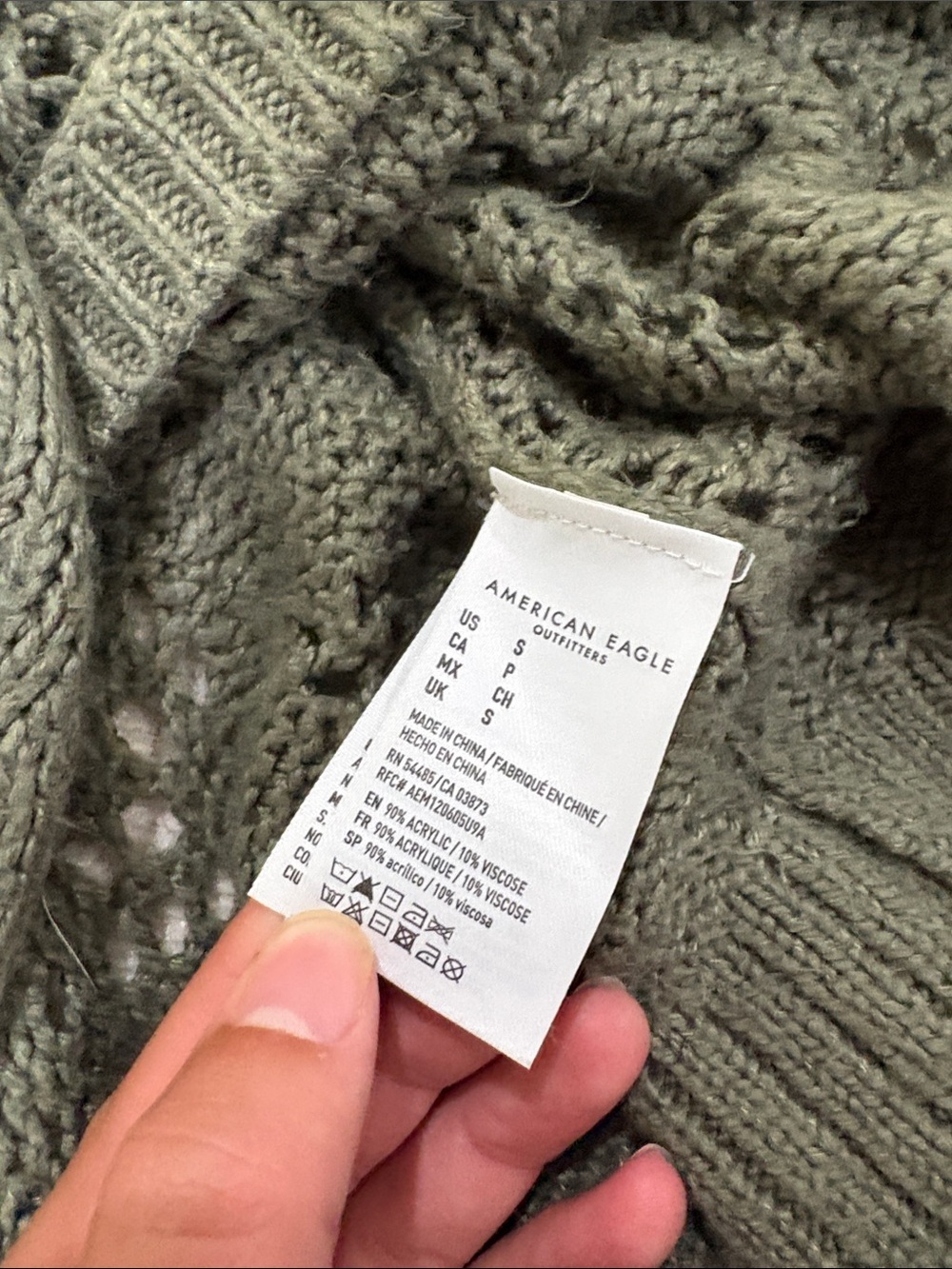 American Eagle Outfitters Olive Green Knit Cropped Cardigan - Picture 10 of 10